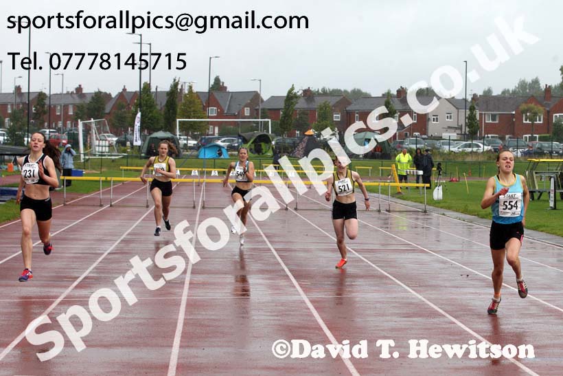 Womens under-17s 300 metres hurdles, Northern Under-17s/U-15s and U13s Champs, Leigh Sports Village, Leigh. Photo: David T. Hewitson/Sports for All Pics